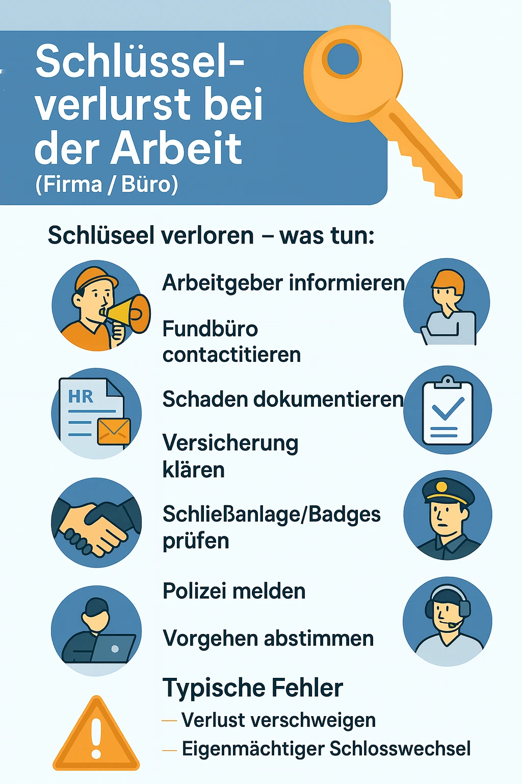 Schlüsselverlust bei der Arbeit